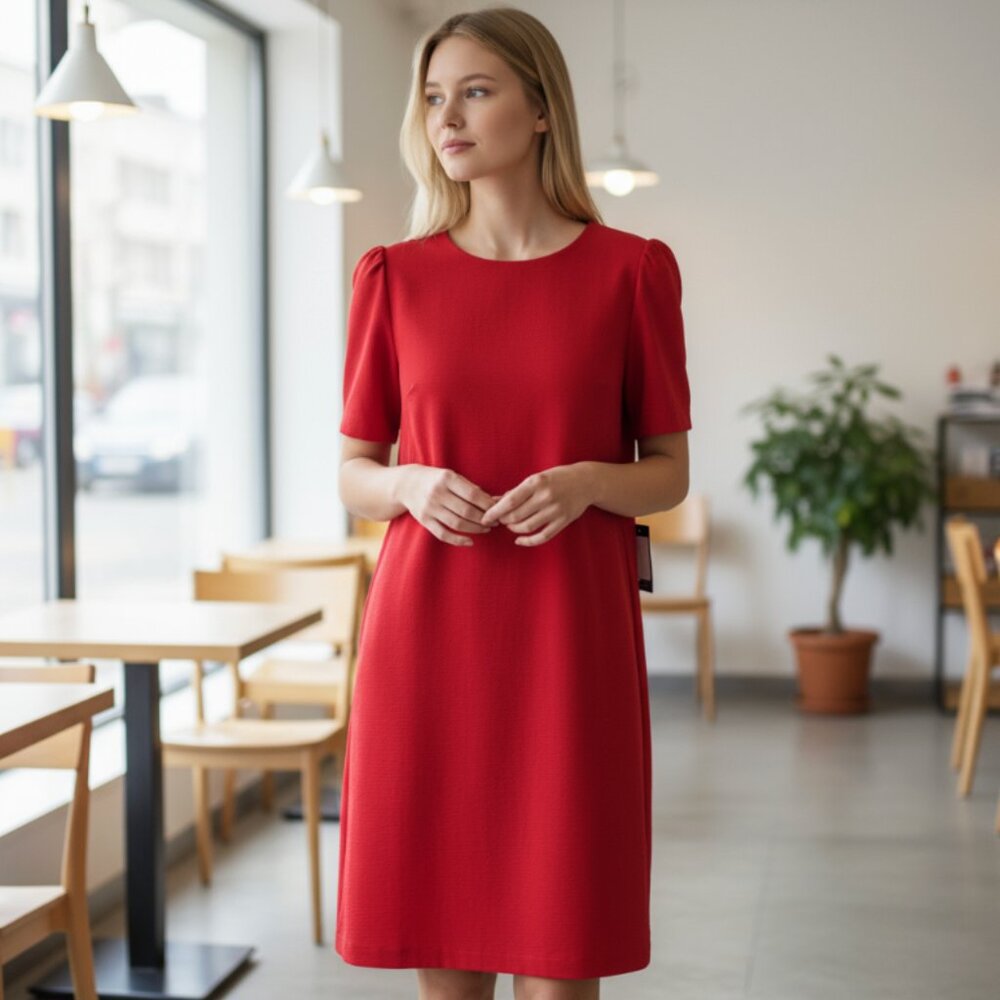 NWT Calvin Klein Tulip-Sleeve Sheath Dress True Red SZ-22W